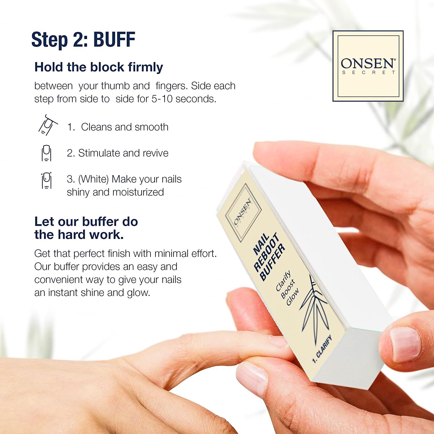 Onsen Secret Ultimate Nail Reboot Kit - Professional Nail File and Buffer, 3-Way Block w/Replacement Pads, Nail Strengthening Cuticle Cream, Reboot Oil & Anti Aging Hand Lotion-BrightBean Baby