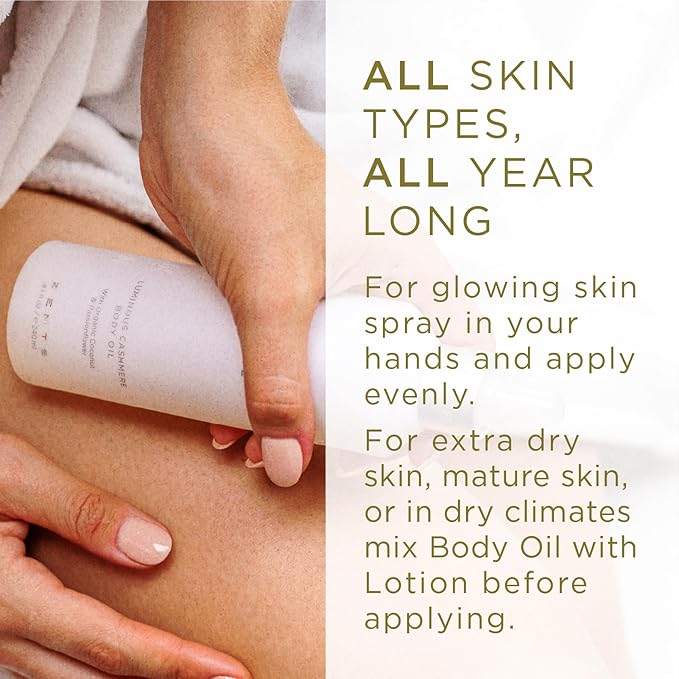 Zents Luminous Cashmere Body Oil (Anjou Fragrance) | Moisturizing Body Oil with Vitamin E & Organic Coconut Oil | Softens & Smooths Skin | 8 fl oz-BrightBean Baby