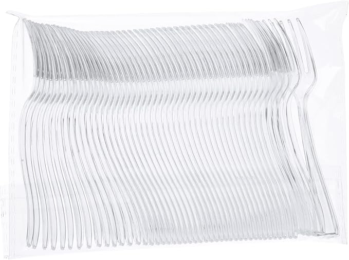 WDF 300 Mini Forks - 4 Inch Clear Plastic Heavy Duty Tasting Forks for Appetizers