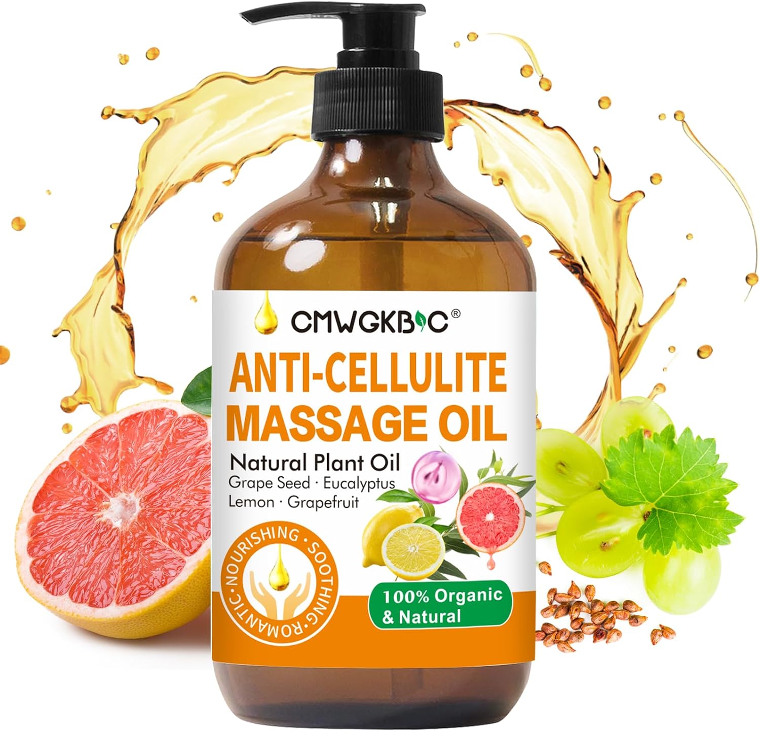 Anti Cellulite Oil Massage Oil for Massage Therapy,Body Oil for Skin Tightening & Cellulite Remover in Thighs and Butt,Cellulite Treatment Massage Oil,Assists with Firming,Toning & Moisturizes Skin-BrightBean Baby