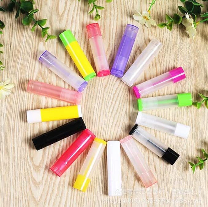 5ml 50 Pcs Empty Clear Lip Balm Tubes Containers with Twist Bottom and Multi Color Caps for Making Lip Balm,DIY Cosmetic Tubes-BrightBean Baby