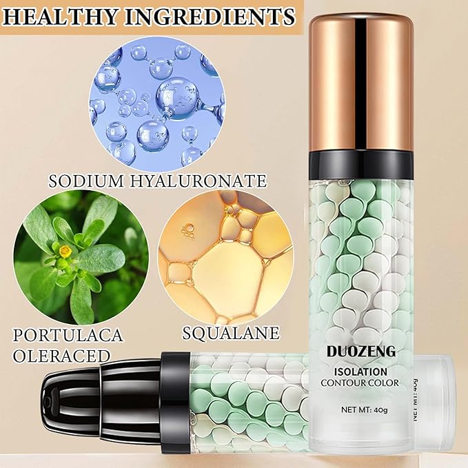 1 Pcs One Step Color Corrector,Natural Isolation Cream,Face Primer Makeup Tricolor Moisturizer,Oil Control & Moisturizing Skin Tone Correcting Primer Concealer Foundation Set B-BrightBean Baby