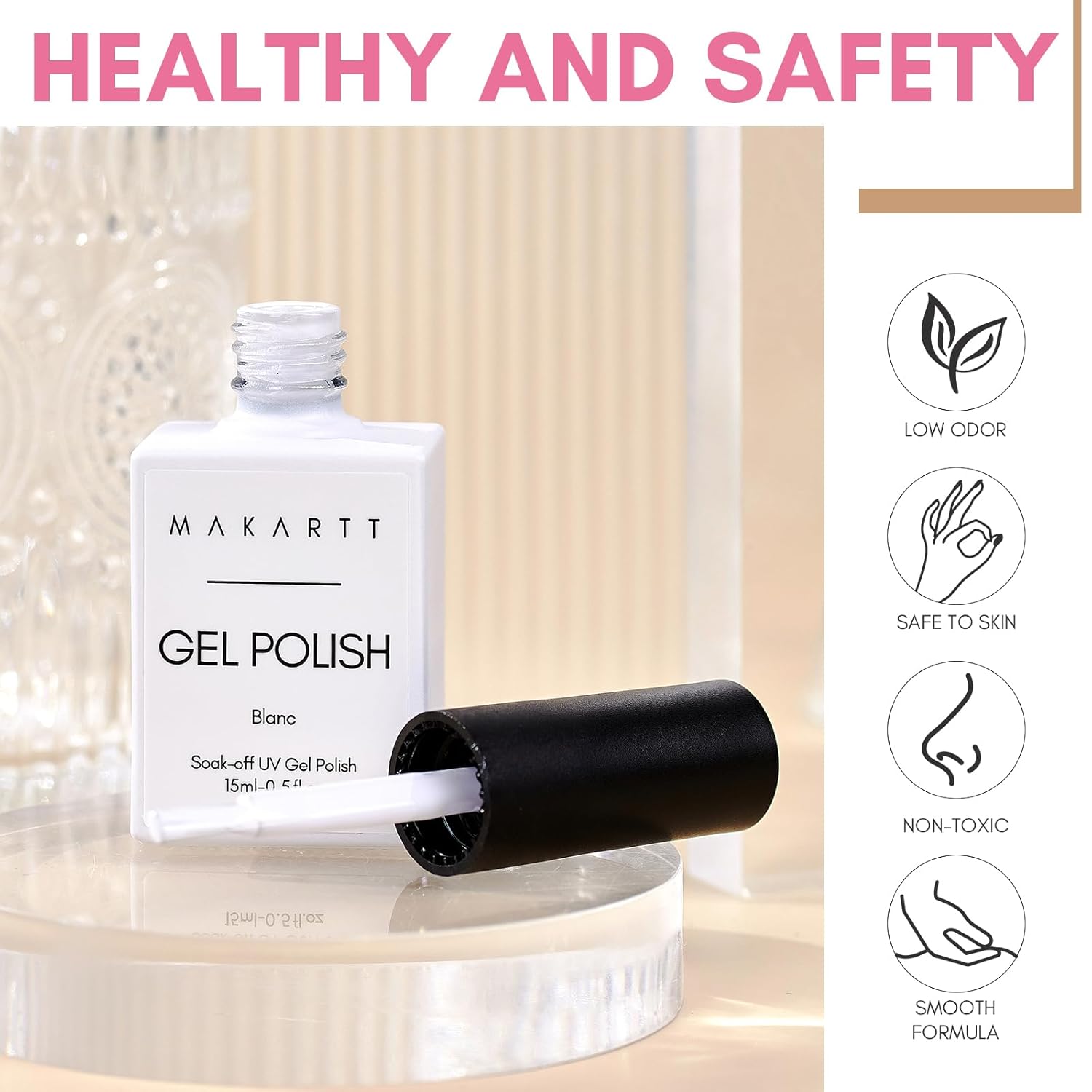 Makartt White Gel Nail Polish 15ml, Soak Off Blanc Gel for UV LED Light, DIY Nail Art, Manicure Designs, Salon & Home Use, Long Lasting and Easy Application-BrightBean Baby