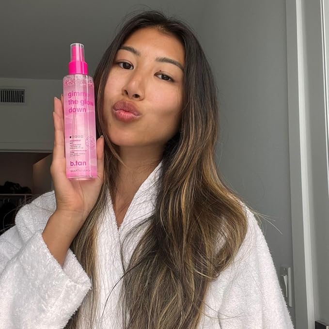 b.tan Clear Face Tan Mist | Gimme The Glow Down - Best Facial Tanner Spray, Gradual Bronzing Sunless Tanning Water, Infused with Rosewater, Vegan, Cruelty Free, 6.7 Fl Oz-BrightBean Baby