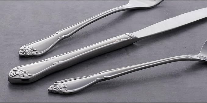 Oneida B552004C True Rose Everyday Flatware Dinner Spoons, Set Of 4, 6.75" L x 1.6" W