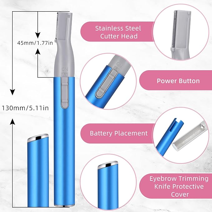 Chumia 2 Pcs Electric Eyebrow Trimmer Women Precision Face Razors Mini Shaver with Comb Christmas Women Gift Battery Operated Personal Epilator for Face Neck Fuzz Lips Leg(Red, Blue)-BrightBean Baby