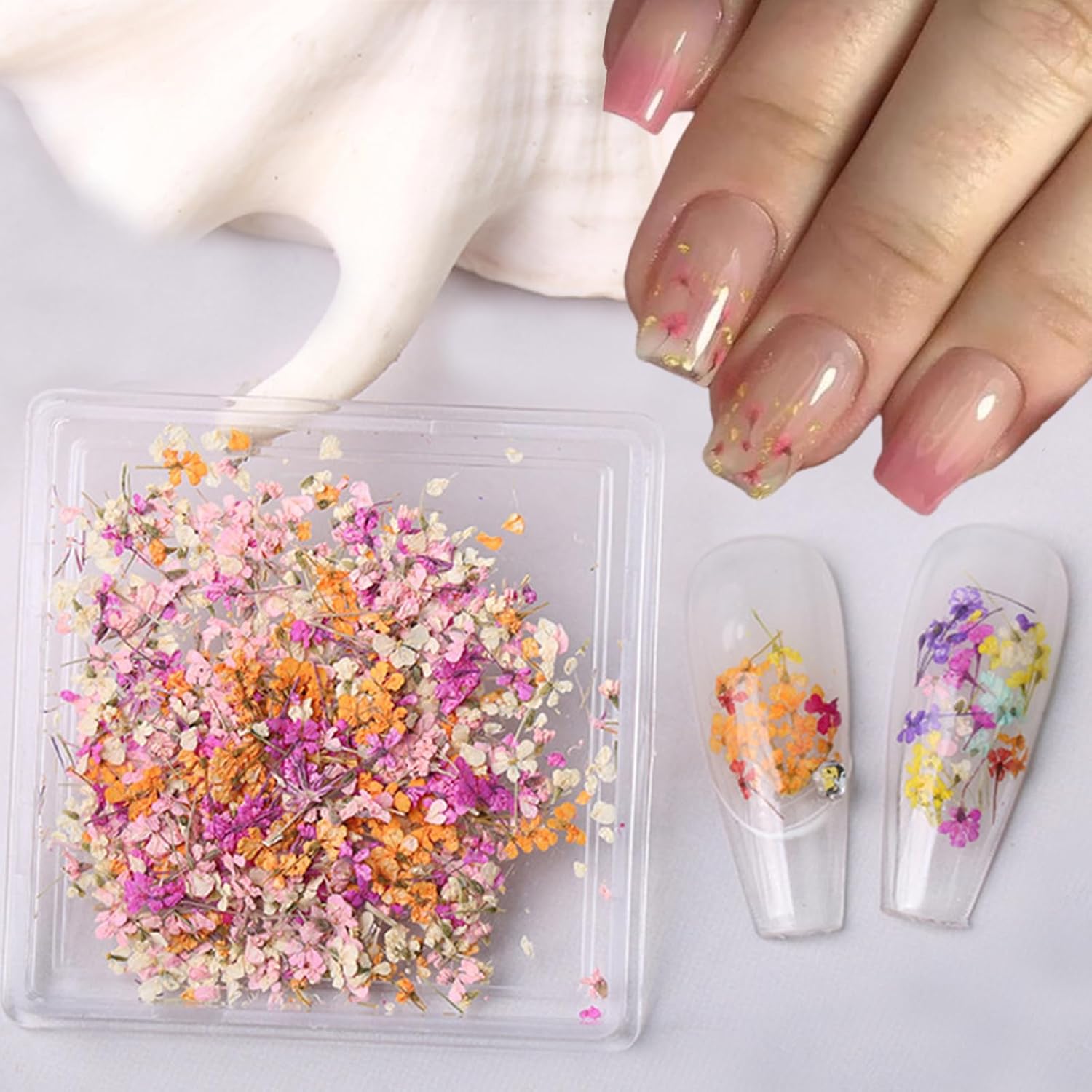 1 Boxes Dried Flowers for Nail Art,Colorful Dry Flowers Mini Real Natural Flowers Nail Stickers DIY Mini Mix Flower Petals Nail Art Supplies for Summer Acrylic Nails Design Manicure Accessories-BrightBean Baby
