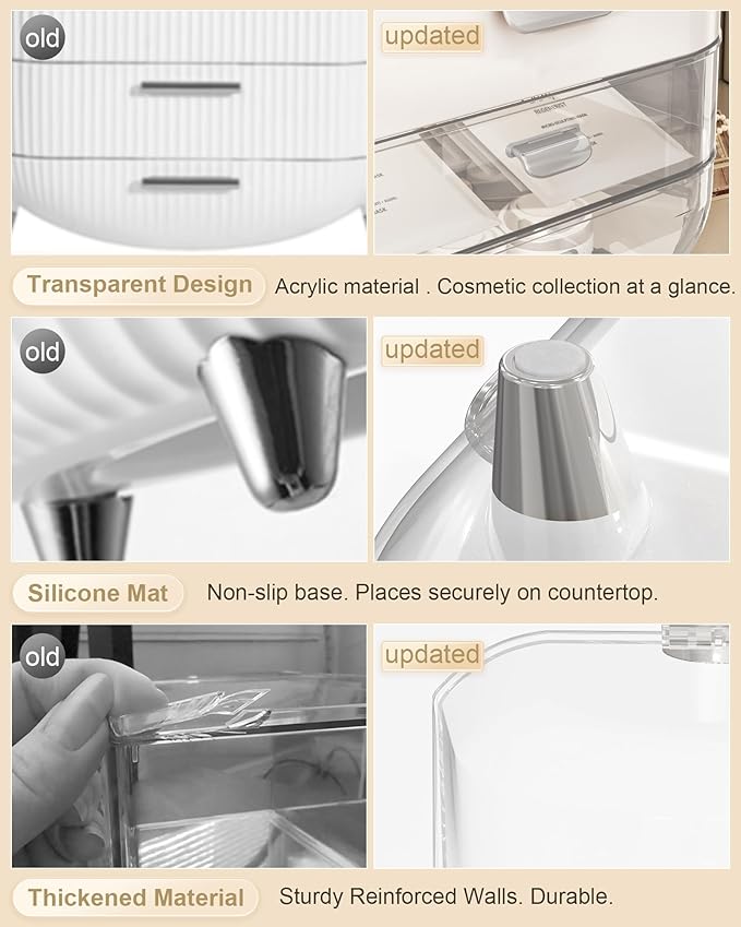 Makeup Organizer, Skincare Holder Bathroom Counter Organizer, Storage Box Cosmetic Display Cases, Teen Girl Gifts Trendy Stuff Make up Organizers for Vanity, Dresser, Countertop (Silver)-BrightBean Baby