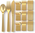 EI 360pcs Gold Plastic Silverware,Gold Silverware Disposable,Gold Forks and Spoons,Gold Cutlery include 120pcs Plastic Forks,120pcs Plastic Spoons and 120pcs Plastic Knives