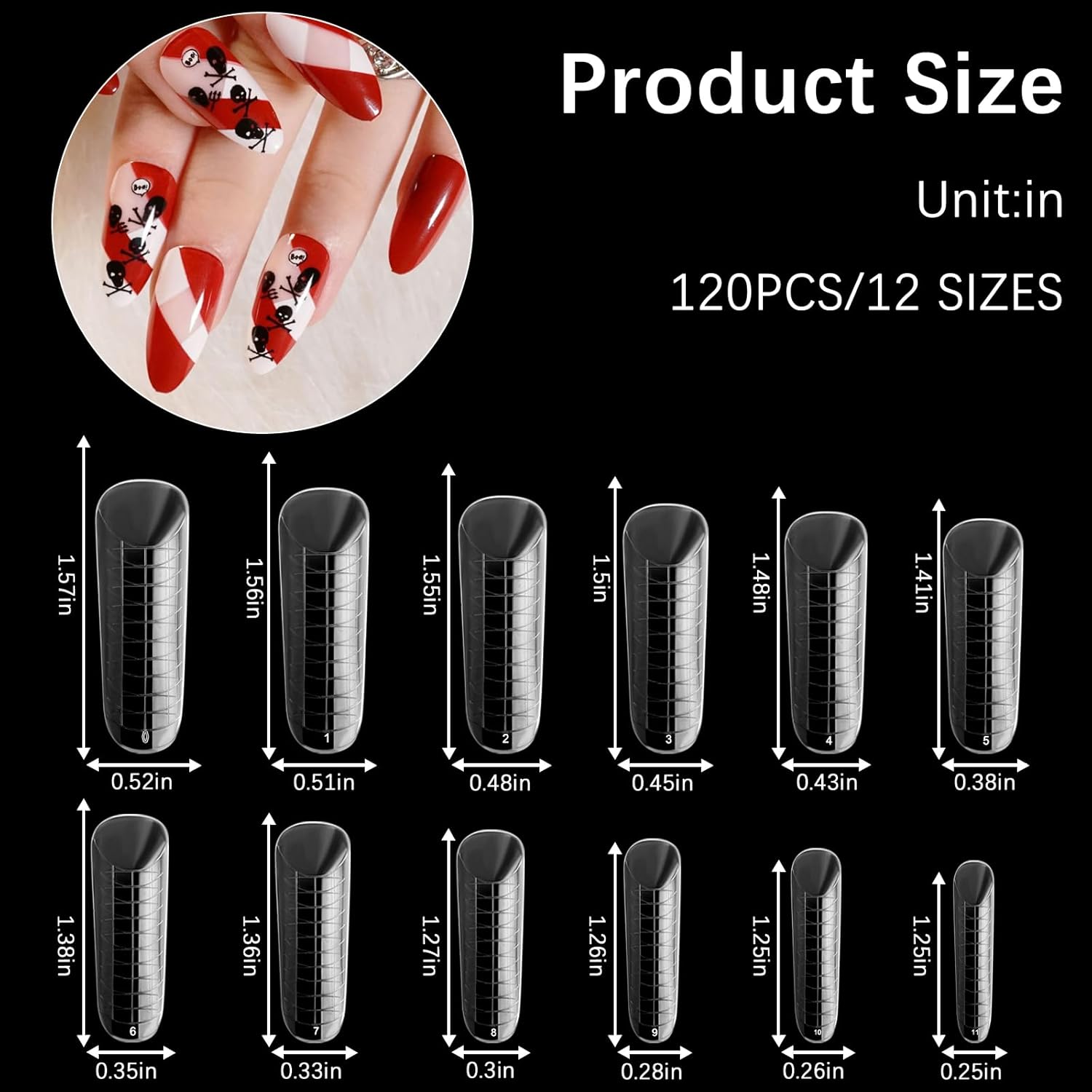 120 Pcs Poly Extension Gel Dual Nail Forms Nail Molds With Scale Builder Coffin Nail for Gel Manicure Nail Art Design Salon DIY at Home (Long Dual Nail Forms Set)-BrightBean Baby
