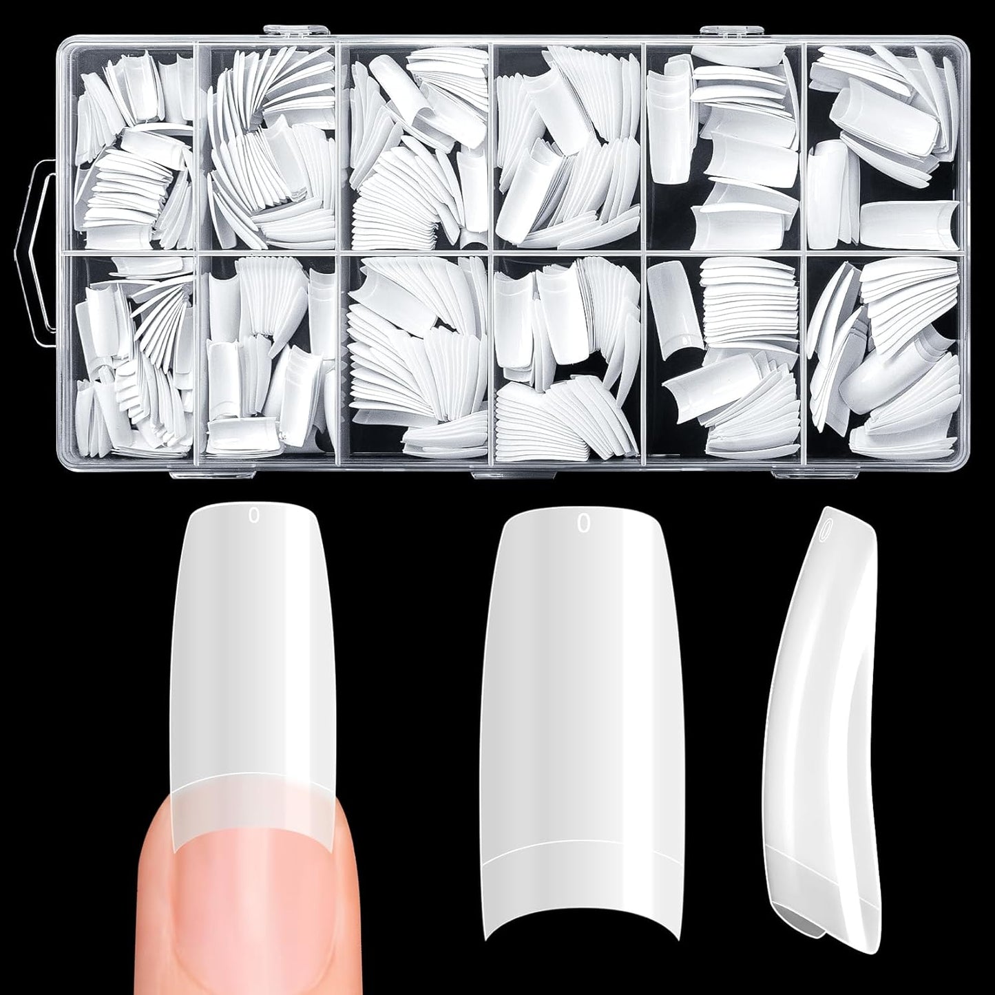 krofaue 500PCS False Nails Tips Lady French Style Acrylic Artificial Tip Manicure Half Cover with Box of 10 Sizes for Nail Tips Art Salons and Home DIY (White)-BrightBean Baby