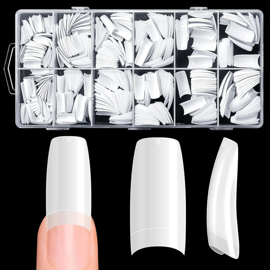 krofaue 500PCS False Nails Tips Lady French Style Acrylic Artificial Tip Manicure Half Cover with Box of 10 Sizes for Nail Tips Art Salons and Home DIY (White)-BrightBean Baby