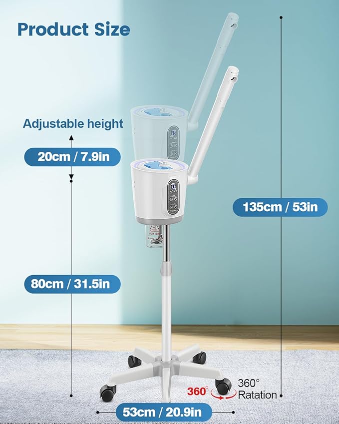 Kingsteam Professional Facial Steamer with Ozone - Ionic Nano Hot Mist Steamer with Large Capacity and 30 Min Timer for Estheticians, Beauty Salons, and Home Skin Care Use-BrightBean Baby