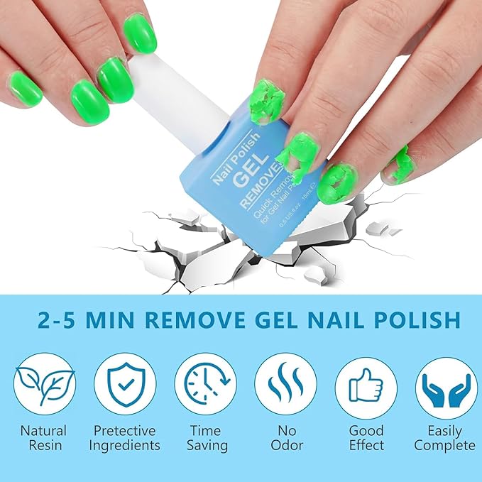Gel Polish Remover for Nails (3Pack), Nail Polish Remover Tools Quick & Easy Remove Gel Polishs in 3-5 Minutes at Home, Don't Hurt Nails-BrightBean Baby