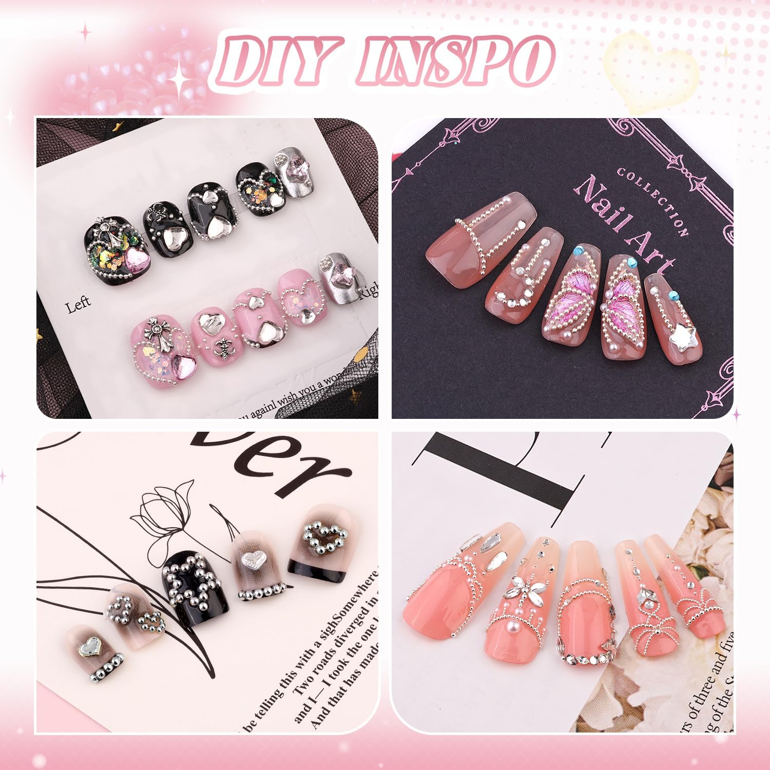 1-3MM Mini Small Nail Beads Metal Caviar Bead Silver Nail Charms and Gems Ball, Nail Chain for Nail Art Accessories Supplies Silver Rhinestones for Women Manicure-BrightBean Baby