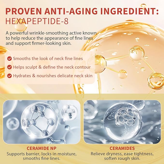 AH-8 Firming Neck Cream with Roller - Neck and Chest Firming Cream to Lift, Tighten & Smooth Sagging Skin, Reduce Wrinkles & Hydrate for Youthful Neck, 4.23 Fl Oz-BrightBean Baby
