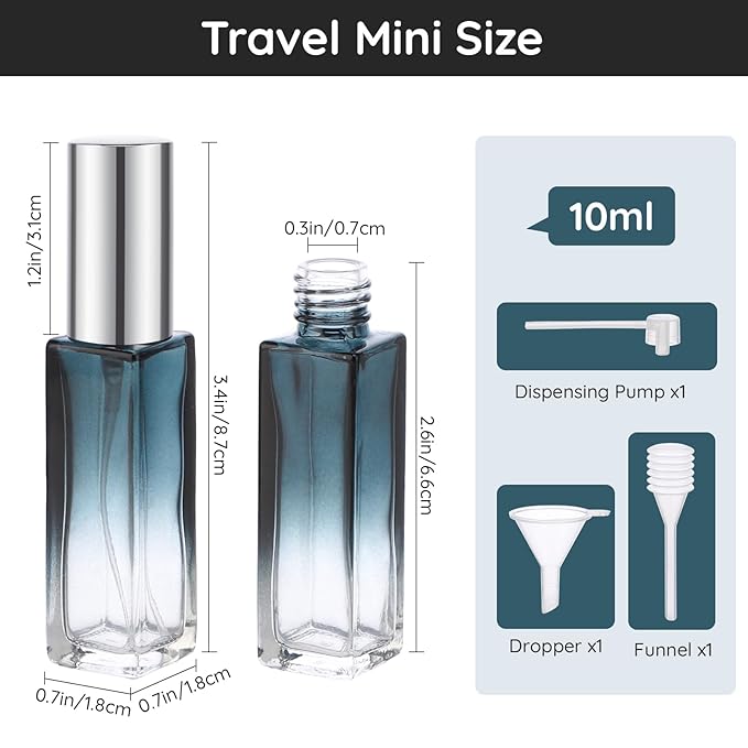 Segbeauty Refillable Perfume Bottle Travel, 5 Set of 10ML Pocket Glass Perfume Atomizer, Empty Fine Mist Mini Travel Bottles Set Cologne Atomizer Dispenser Fragrance Sprayer Cosmetic Container-BrightBean Baby