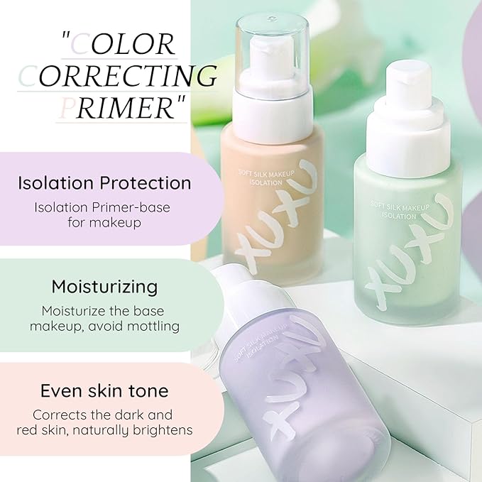 Color Correcting Makeup Primer, Tinted Face Primer Moisturizer Even Skin Tone Blur Pores Smooth Lines Hydrate Makeup Pore Primer Base Tone Correct- Natural Color 30ML-BrightBean Baby