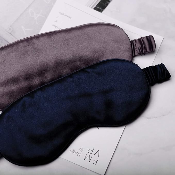 Silk Sleep Mask Light Blocking Luxury 100% Mulberry 19mm Silk Eye Mask Eye Cover Blindfold Ultra Soft Light & Comfy Anti Aging Skin Care with Travel Bag Gift Package-BrightBean Baby