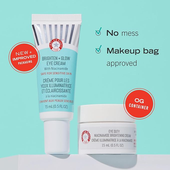 First Aid Beauty Brighten + Glow Niacinamide Eye Cream – Illuminating Brightening Cream to Help Hydrate & Reduce the Look of Dark Circles – 0.5 oz.-BrightBean Baby