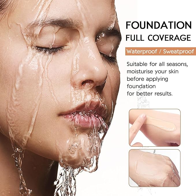 Matte Oil Control Concealer Foundation Flawless Soft Long Lasting Foundation Makeup,Waterproof Full Coverage Face Makeup Strong Concealer Foundation for Oily Acne Skin (#102 Nude)-BrightBean Baby