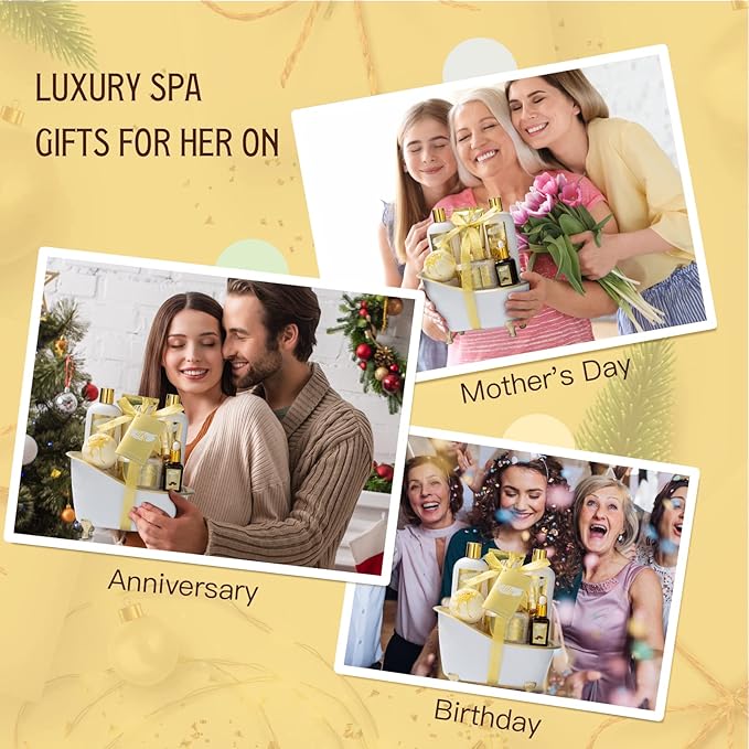 Mothers Day Gifts for Mom - 7-Piece Honey Almond Spa Gift Set for Women, Bath & Body Gift Set, Bath Collection with Bath Bomb & More | Christmas, Birthday Gifts for Her, All Occasion Holiday Present-BrightBean Baby