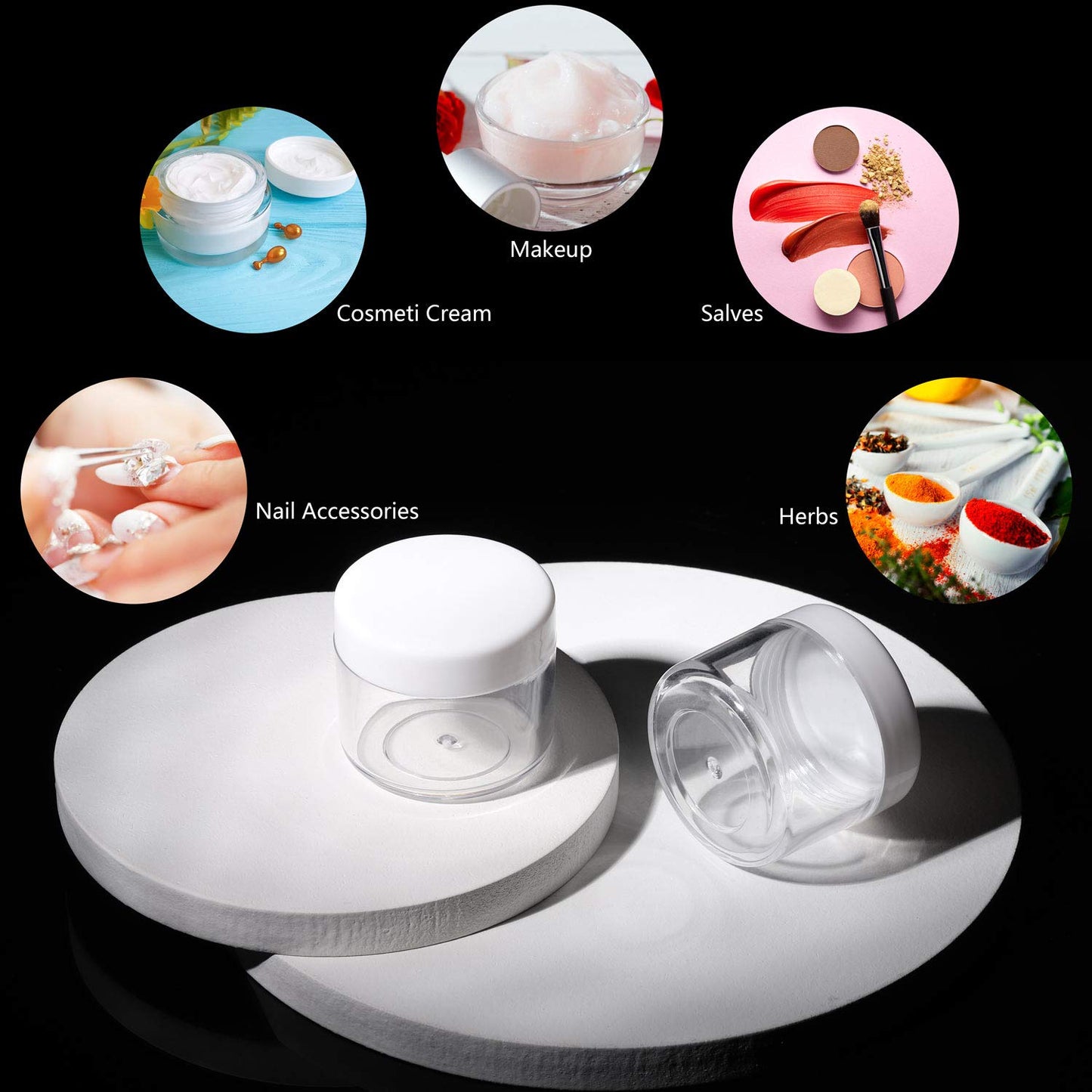 100 Count Sample Containers with lids 20g Plastic Cosmetic Jars Leak Proof Traveling Makeup Containers for Cream and Lotions - White-BrightBean Baby