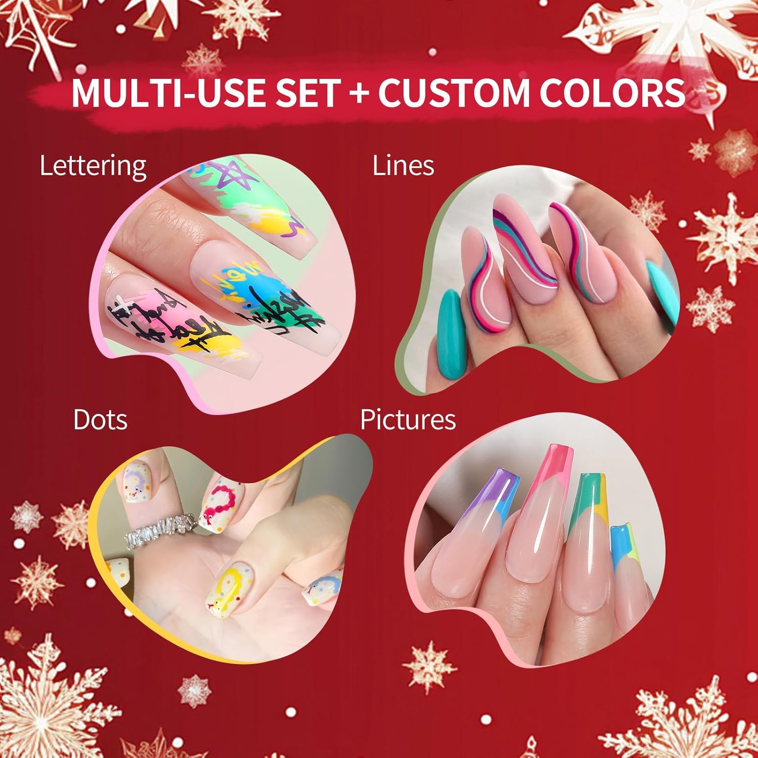 Born Pretty 12 Colors Nail Art Pens Set, Halloween Black White Orange Purple Colors 3D Acrylic Nail Polish Pens Quick Dry Nail Markers for Halloween Drawing Painting Dotting Pen DIY Manicure Tools-BrightBean Baby