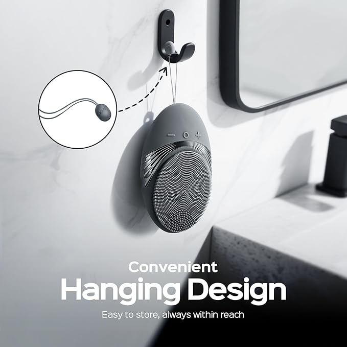 COSLUS Silicone Face Scrubber for Men: 5 Cleansing Modes Facial Cleansing Brush for Beard Care, Sensitive Skin - Deep Cleansing & Gentle Exfoliating, Waterproof Portable for Shower & Travel, Grey-BrightBean Baby