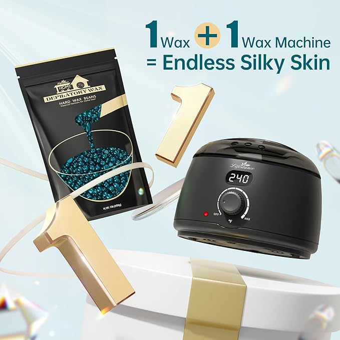 Lifestance Professional Wax Pot Warmer, L2 Premium Digital Wax Melt Machine for Hair Removal, 500ml 14oz LCD Wax Heater for Hard Wax Beads Fast Heat, Home Waxing for Body Brazilian Bikini Face Eyebrow-BrightBean Baby