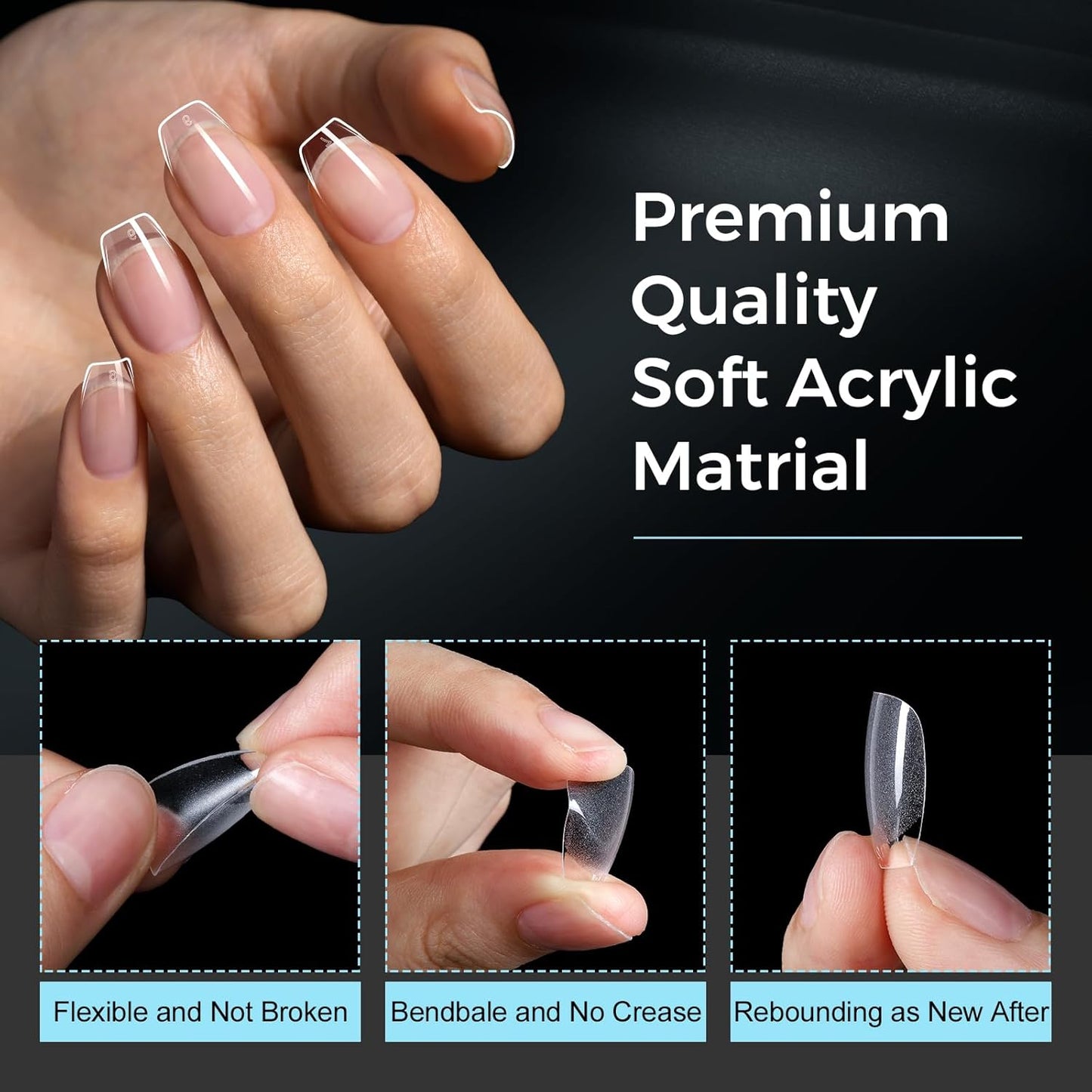 TOMICCA Short Coffin Nail Tips Acrylic Nails 240Pcs Acrylic Nail Kit Gel Nail Tips Pre-shape Clear Nails for Beginner and Professional DIY Salon 12 Sizes-BrightBean Baby