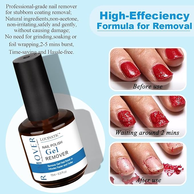 2PCs Gel Nail Polish Remover - 30ML,Fast & Easy, with Roller Cuticle Oil, No Need to Wrap and Soak, Remove Gel Polish in 2-5 Minutes at Home, No Damage to Nails, with Cuticle Pusher Tool,Nail File-BrightBean Baby