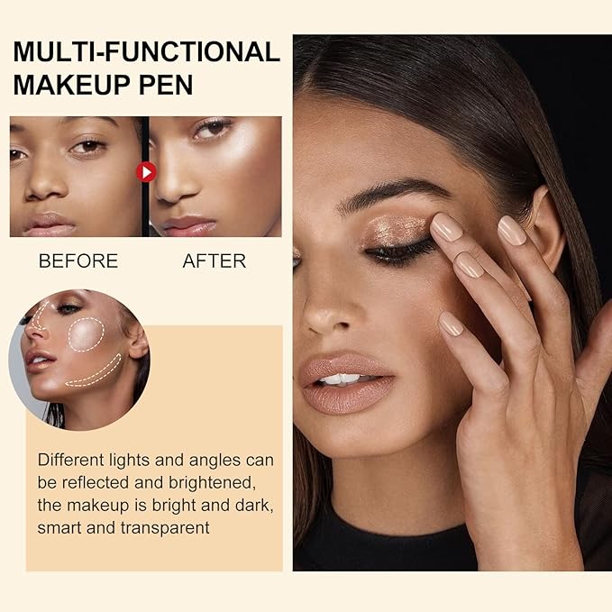 Contour Beauty Wand, Liquid Face Concealer Contouring Highlighter Blusher Stick with Cushion Applicator, Long Lasting Smooth Natural Matte Finish, Lightweight Blendable Super Silky Cream Contour Stick-BrightBean Baby