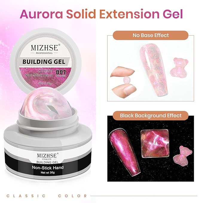 MIZHSE Solid Builder Gel for Nails, Mermaid Pearl 1oz Hard Gel Builder Non Sticky Nail Extension Gels Long Lasting Modeling Sculpture Nail Salon Art Home Use-BrightBean Baby