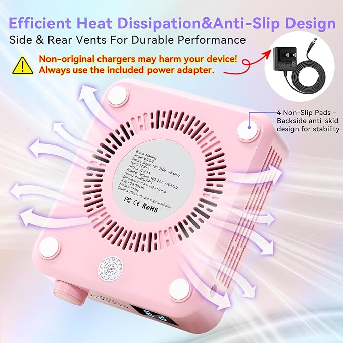 Makartt Professional Nail Dust Collector – Powerful Dust Collector Nail Tech Quite Suction Machine for Acrylic Nails Manicure & Pedicure Salon & Home Use Includes 10pcs Filters & Dust Brush Pink-BrightBean Baby