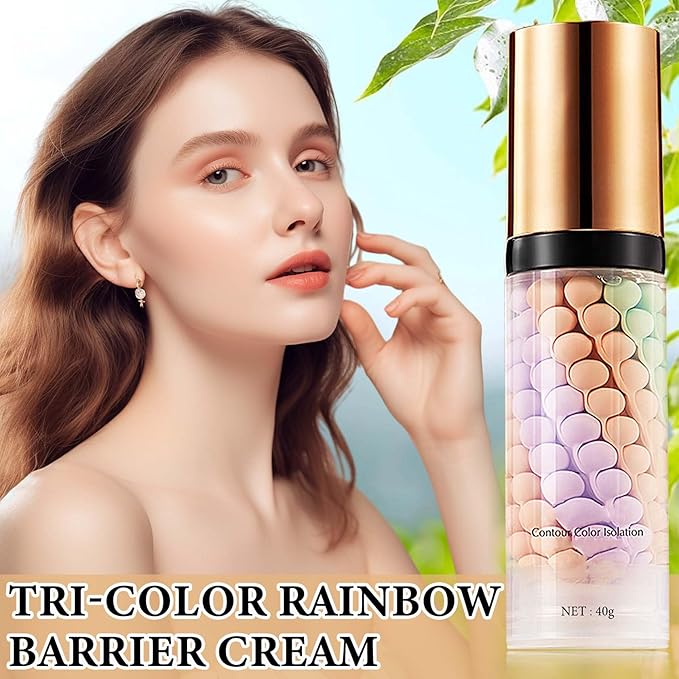 1 Pcs One Step Color Corrector,Natural Isolation Cream,Face Primer Makeup Tricolor Tinted Moisturizer,Oil Control & Moisturizing Skin Tone Correcting and Brightening Primer Concealer Foundation-BrightBean Baby