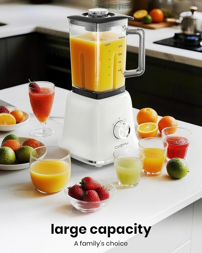 Professional Glass Blender for Smoothies - 58 Oz Jar 750W B02 White