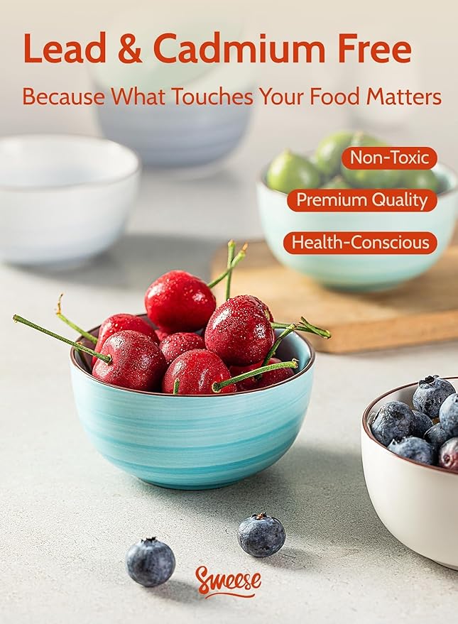 Sweese 4 Oz Porcelain Bowls Set - 6 Pack Mini Dipping Dessert Bowls, Microwave Dishwasher Safe, Multicolor