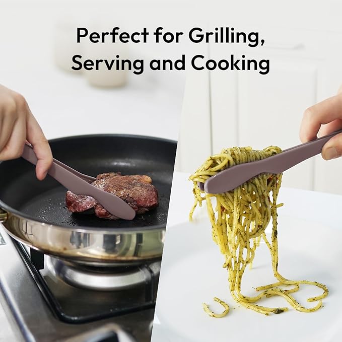 carrotez Silicone Tongs for Cooking, Anti-Slip,Non-Scratch Kitchen Tongs 9.5 inch Silicone Tongs 1Pack - Cocoa