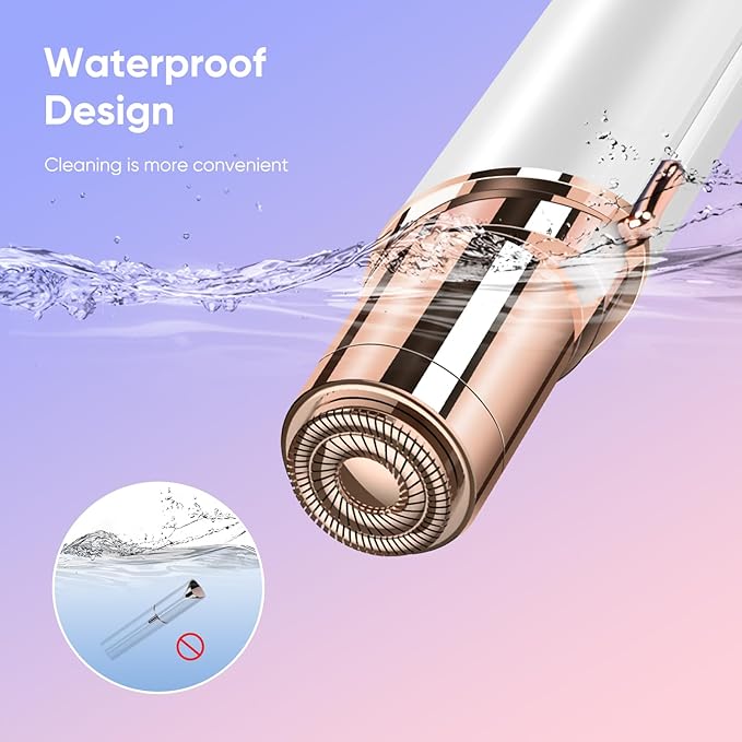 Facial Hair Remover for Women- as Seen on TV Painless Face Shaver -Mini Hair Remover, Electric Razor Shaver Portable Bikini Epilator for Lips, Chin, Armpit, Peach Fuzz, Fingers, Neck, Cheek (White-BrightBean Baby