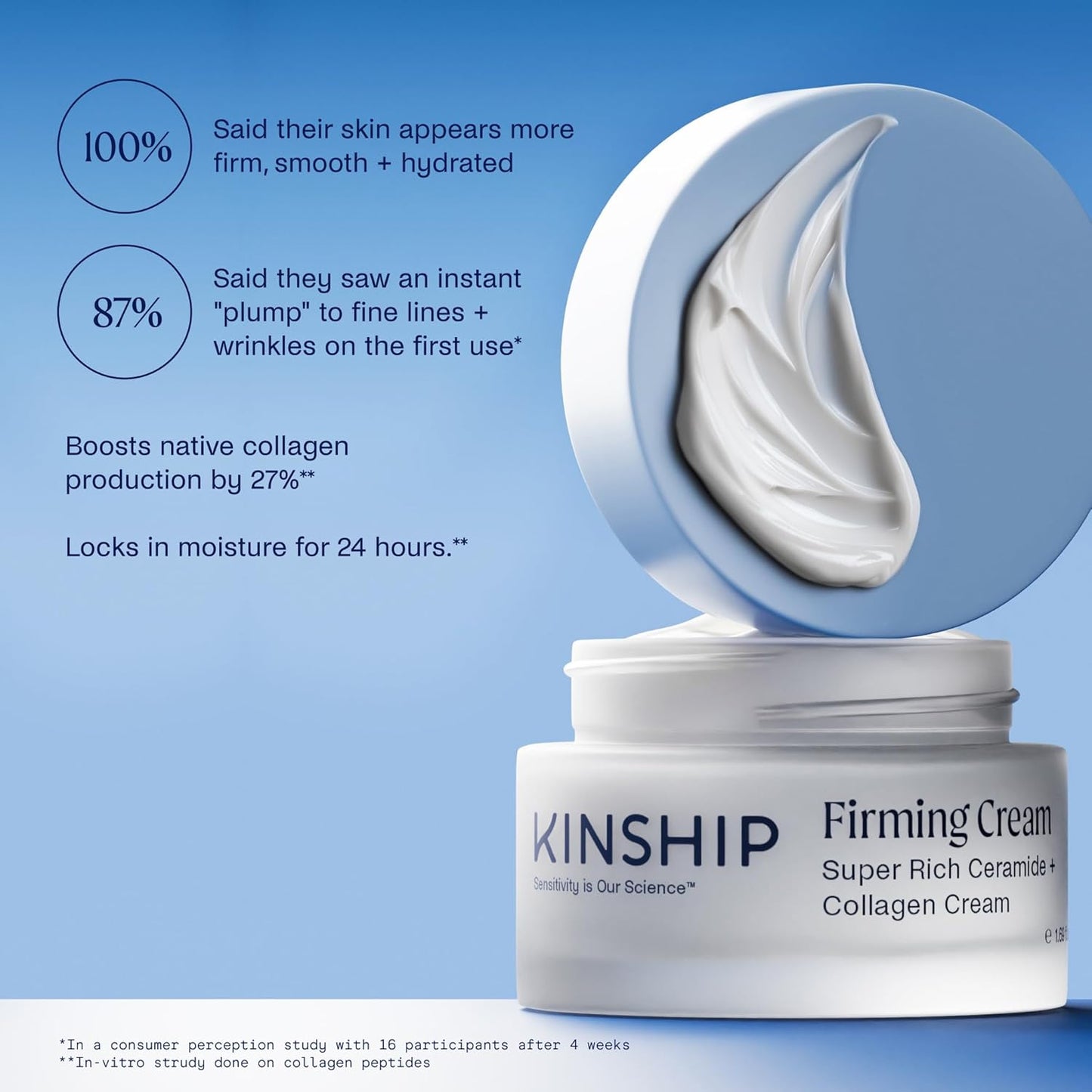 Kinship Super Rich Collagen + Ceramide Firming Cream | Anti Aging, Hydrating Face Moisturizer for Sensitive Skin | Wrinkle Cream - Smooth Fine Lines | Synthetic Fragrance-Free | Derm Approved, (1.7oz)-BrightBean Baby