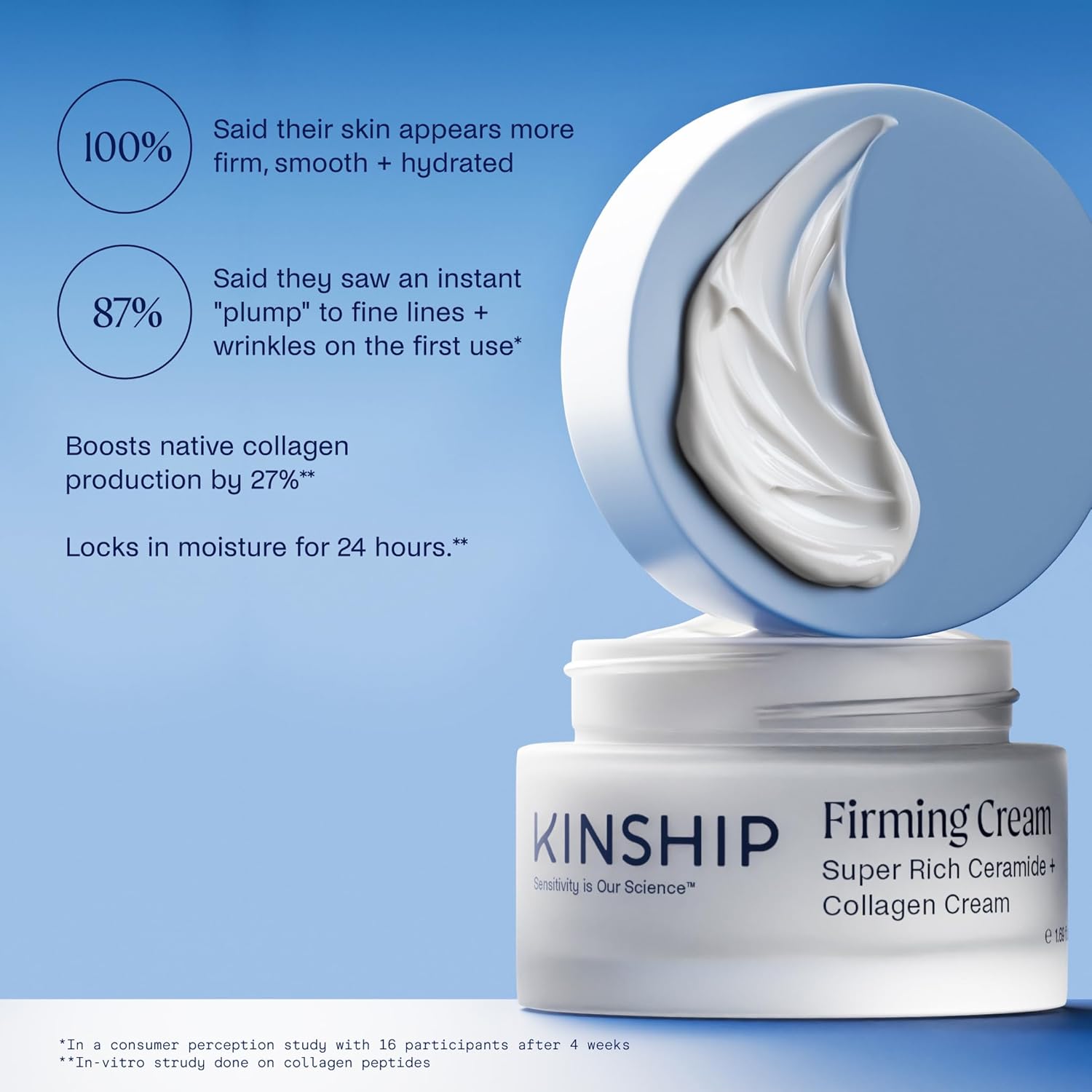 Kinship Super Rich Collagen + Ceramide Firming Cream | Anti Aging, Hydrating Face Moisturizer for Sensitive Skin | Wrinkle Cream - Smooth Fine Lines | Synthetic Fragrance-Free | Derm Approved, (1.7oz)-BrightBean Baby