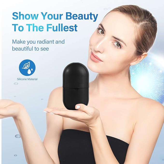 Ice Roller for Face Eye, Ice Roller Mold Face Skin Care Kit for Brighten Skin and Enhance Your Natural Glow Remove Fine Lines Shrink Pores Reduce Acne and Lubricate the Skin (Black)-BrightBean Baby