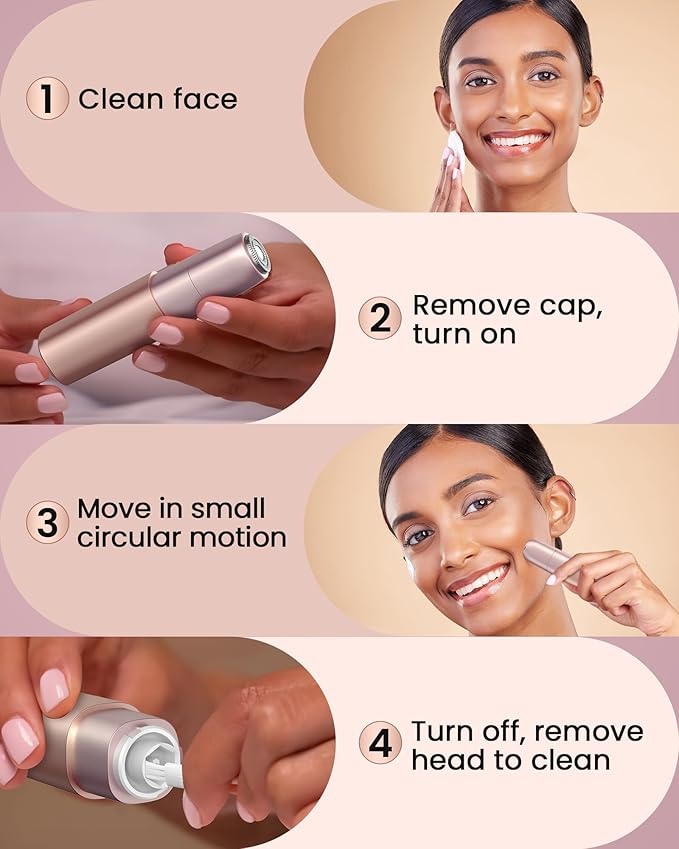 Rechargeable Facial Hair Remover for Women: Painless Mini Face Razors Shaver with 2 Replacement Heads,Electric Facial Hair Removal Device for Upper Lip, Chin & Face for Home & Travel-BrightBean Baby