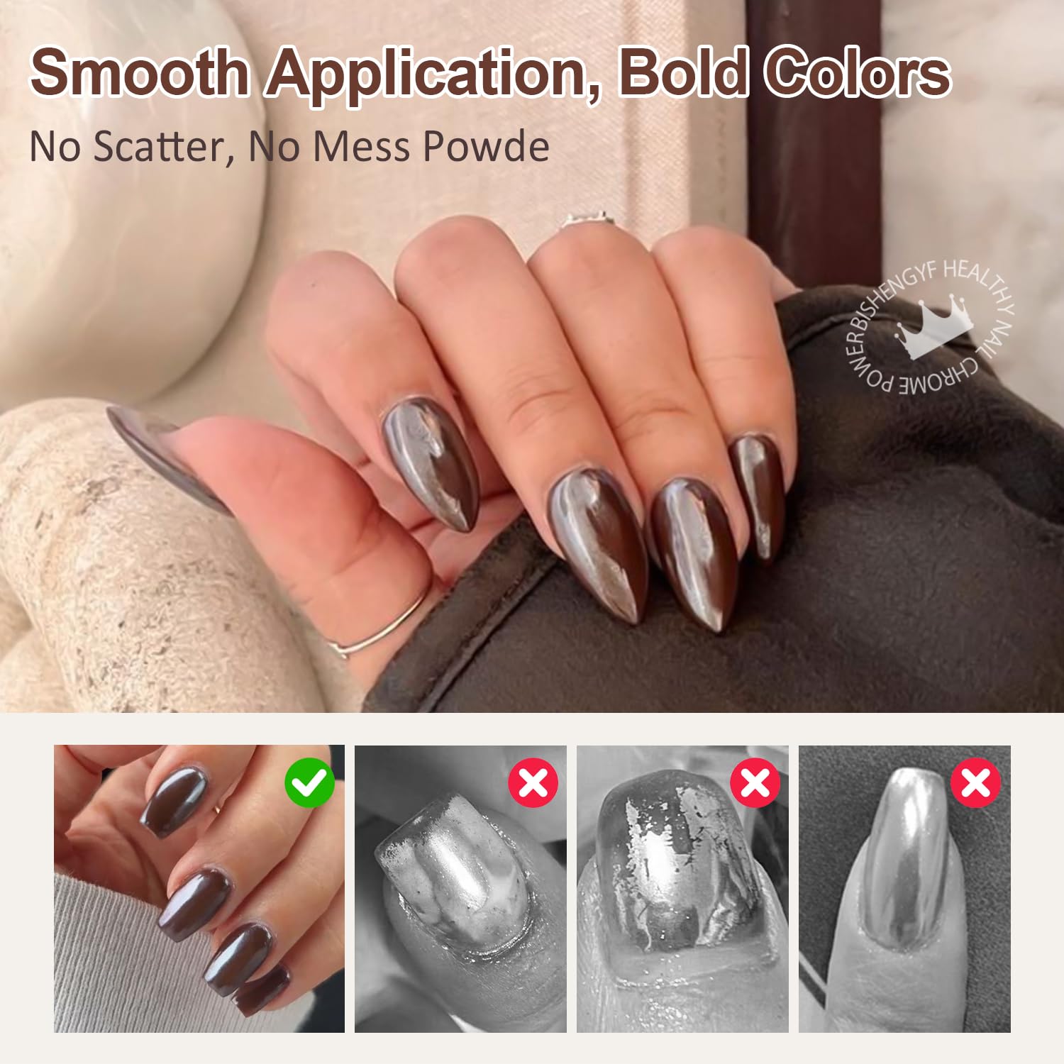 Mermaid Pearl Chrome Nail Powder: 8 Colors Mirror Effec Chocolate/Coffee/Copper Chrome Nail powder，Magic Mermaid Pink Chrome Nail Powder Pigment for Nail Art Design Home DIY（Purple/Green）-BrightBean Baby