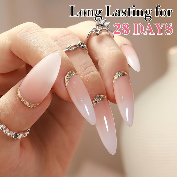 Double Rhythm 6 Pcs 15 ML Gel Polish Set Same Color Same Bottle Soak Off Gel Polish Kit Nail Art Manicure Salon DIY at Home for Women (Milky White Jelly Pink Nude Peach-T6-24)-BrightBean Baby
