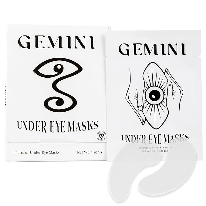 Gemini Under Eye Patches for puffy eyes, dark circles, under eye bags and wrinkles - 5 pairs biocellulose under eye masks for personal care - Certified Vegan-BrightBean Baby