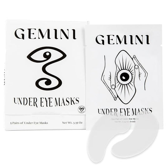 Gemini Under Eye Patches for puffy eyes, dark circles, under eye bags and wrinkles - 5 pairs biocellulose under eye masks for personal care - Certified Vegan-BrightBean Baby