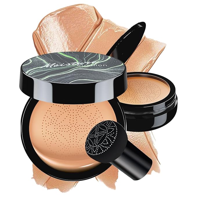 Mushroom Head Air Cushion CC Cream Foundation - BB Cream Concealer Oil Control Long-Lasting, Waterproof Base Primer, Cream Foundation Full Coverage for Mature Skin & All Skin Types (Medium)-BrightBean Baby