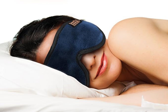 Dream Essentials, Escape 3D Sleep Mask, Earplugs, Carry Pouch Set, Molded Eye Shade, Men and Women, Contoured, Nose Bridge, Light Block, Memory Foam, Gift Set, Travel, Yoga, Blindfold, Navy Blue-BrightBean Baby